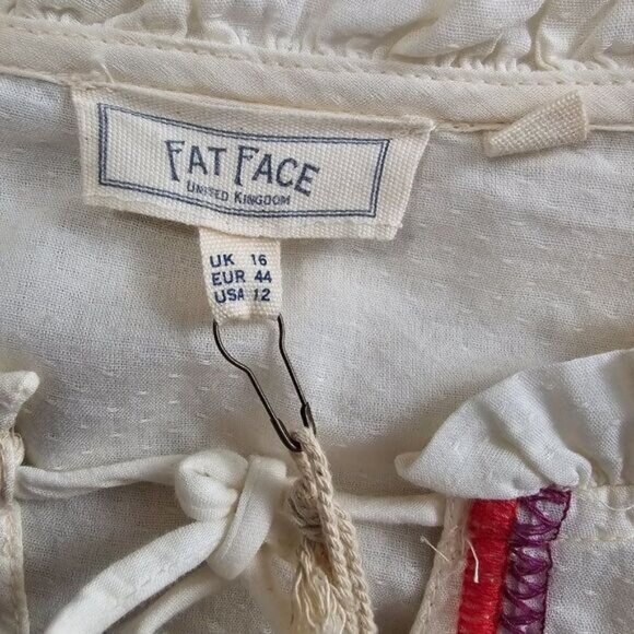 NWT FAT FACE UK BOHO EMBROIDERED TOP SIZE 12/ L & 14 /XL - Picture 15 of 16